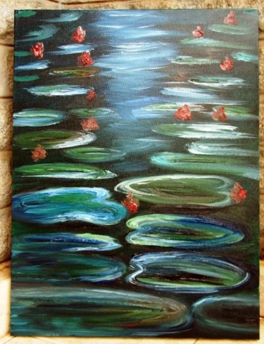 Malerei mit dem Titel "Water lily" von Aijaz Qaisar, Original-Kunstwerk