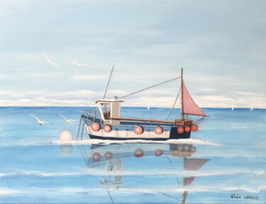 Painting titled "bateau de pêcheur r…" by Aimee Charoy, Original Artwork, Acrylic