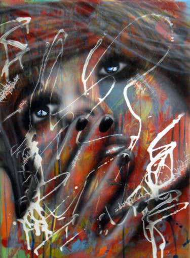 Painting titled "Tableau aérographe…" by Airgone, Original Artwork, Spray paint