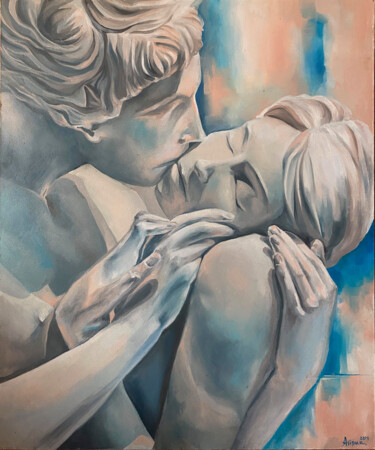 Schilderij getiteld ""The Kiss" Yves Pir…" door Airin, Origineel Kunstwerk, Olie