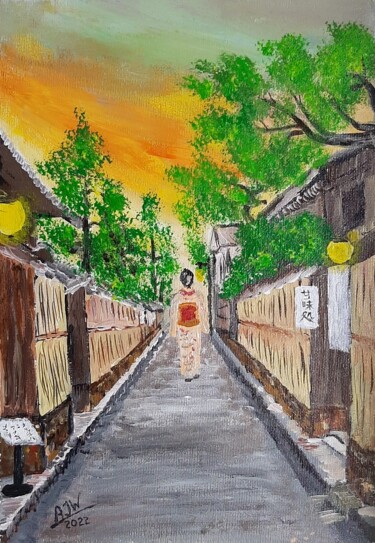 Schilderij getiteld "Japan World" door Ajw, Origineel Kunstwerk, Acryl