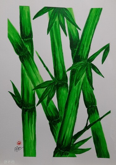 Painting titled "Bamboo" by Ajw, Original Artwork, Watercolor