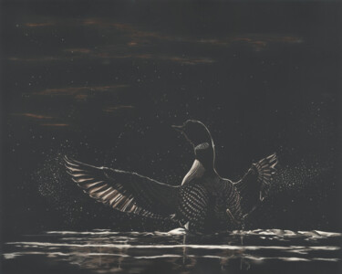 Painting titled "Morning Light" by Karen Nealon, Original Artwork, Scratchboard Mounted on Other rigid panel