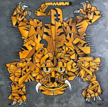 Painting titled "La peau du tigre" by Aket Kubic, Original Artwork, Acrylic