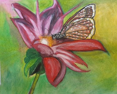 Dessin intitulée "Papillon" par Akhesa, Œuvre d'art originale, Pastel