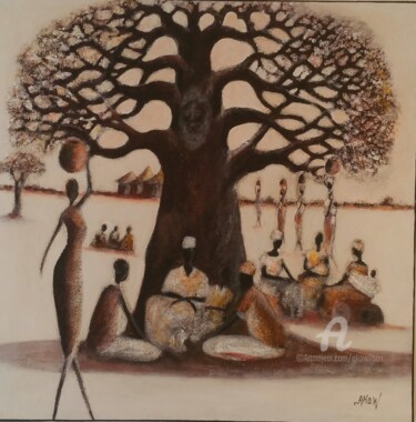 Peinture intitulée "l'arbre de vie" par Ako Wilson, Œuvre d'art originale, Acrylique Monté sur Châssis en bois