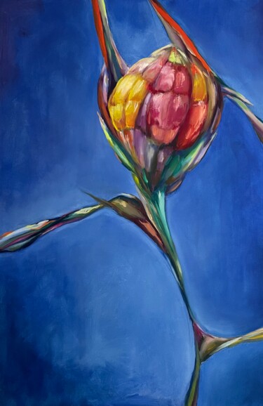 Painting titled "Fantastic flowers /…" by Aksana Chmel, Original Artwork, Oil