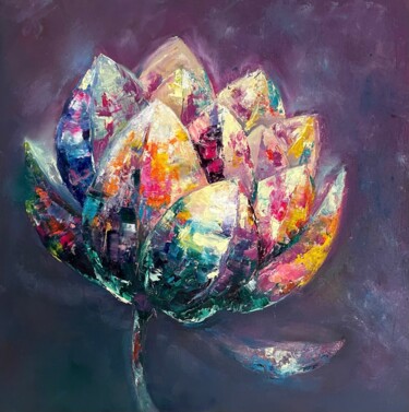 Painting titled "Lotus III" by Aksana Chmel, Original Artwork, Oil