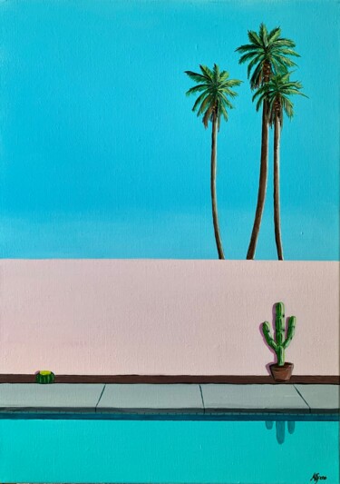 Pintura intitulada "Le cactus au bord d…" por Al Freno, Obras de arte originais, Acrílico