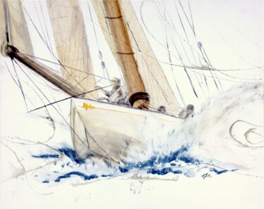 Schilderij getiteld "Le voilier Mariska…" door Alain Abramatic, Origineel Kunstwerk, Olie