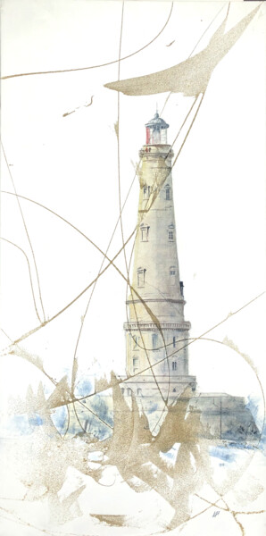 Malerei mit dem Titel "Le phare de Cordouan" von Alain Abramatic, Original-Kunstwerk, Öl Auf Keilrahmen aus Holz montiert