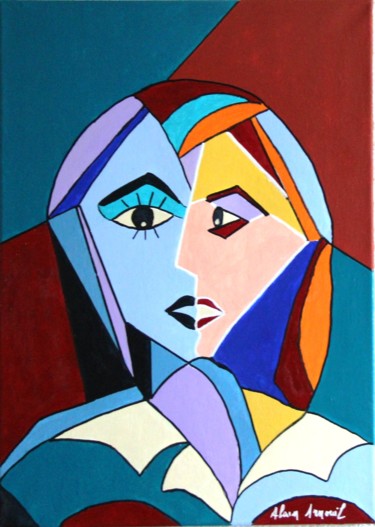 Painting titled "FEMME D'ALGER" by Alain Arnouil, Original Artwork, Acrylic Mounted on Wood Stretcher frame