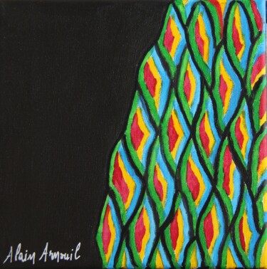 Painting titled "FLAMMES" by Alain Arnouil, Original Artwork, Acrylic Mounted on Wood Stretcher frame