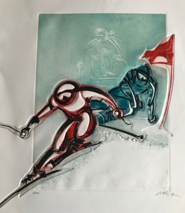 印花与版画 标题为“Slalom spécial” 由Alain Bar, 原创艺术品, 雕刻