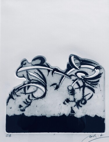 Отпечатки и Гравюры под названием "Rugby cadrage" - Alain Bar, Подлинное произведение искусства, гравюра