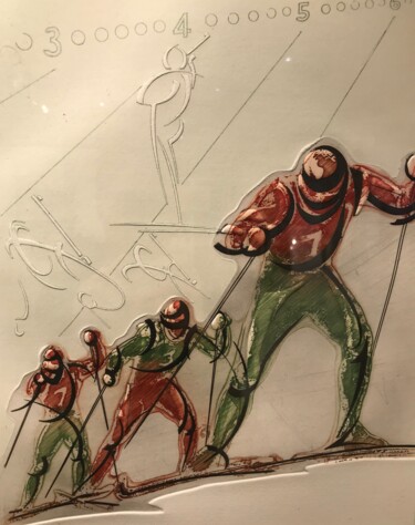 Prenten & gravures getiteld "Biathlon" door Alain Bar, Origineel Kunstwerk, Gravure