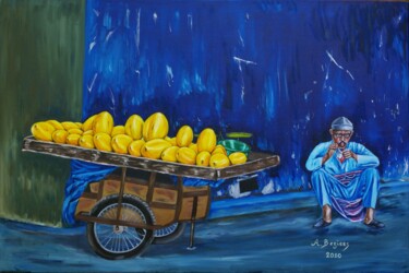 Painting titled "Vendeur de melons (…" by Alain Beziers, Original Artwork, Oil