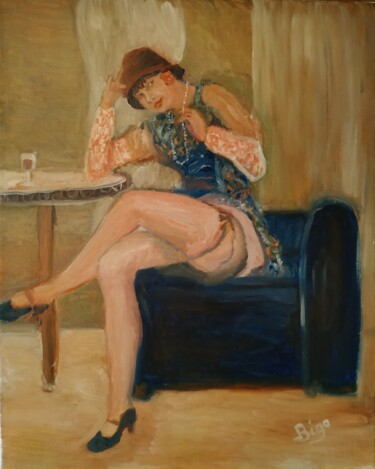 Ζωγραφική με τίτλο "Rencontre de Salon" από Bigo, Αυθεντικά έργα τέχνης, Λάδι Τοποθετήθηκε στο Ξύλινο φορείο σκελετό