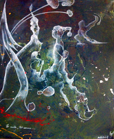 Painting titled "Autant" by Alain Bulle, Original Artwork, Oil Mounted on Wood Stretcher frame