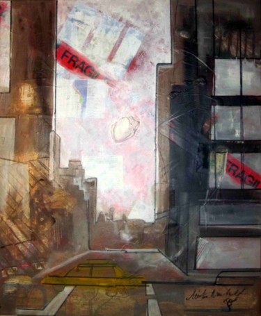Pintura titulada "New york fragile" por Alain Bulle, Obra de arte original, Oleo
