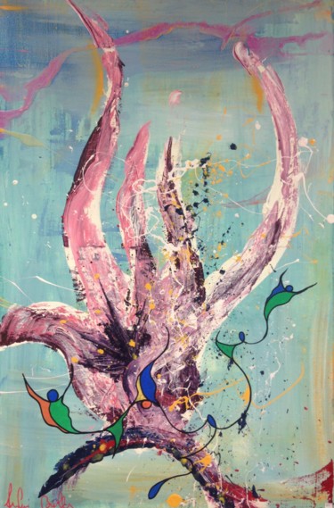 Painting titled "ange de fleur B2" by Alain Bulle, Original Artwork, Acrylic