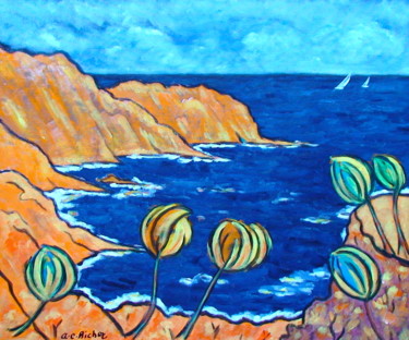 Peinture intitulée "La côte sauvage" par Alain Charles Richer, Œuvre d'art originale, Acrylique