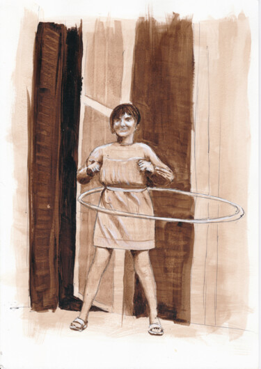 Peinture intitulée "jeune fille au cerc…" par Alain Elshocht, Œuvre d'art originale, Pigments