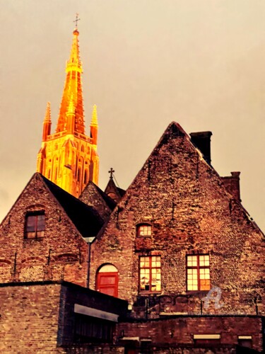 摄影 标题为“Brugge, vue du canal” 由Alain Erpelding, 原创艺术品, 数码摄影