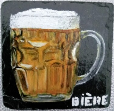 Malarstwo zatytułowany „Sous-verre "Bière"” autorstwa Alain Favé, Oryginalna praca, Akryl