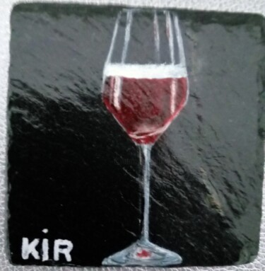 Pittura intitolato "Sous-verre "Kir"" da Alain Favé, Opera d'arte originale, Acrilico