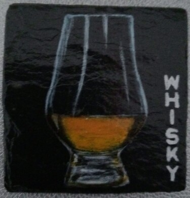 Pittura intitolato "Sous-verre Whisky" da Alain Favé, Opera d'arte originale, Acrilico