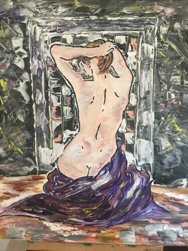 Painting titled "Femme nue de dos" by Germain Alain, Original Artwork, Acrylic