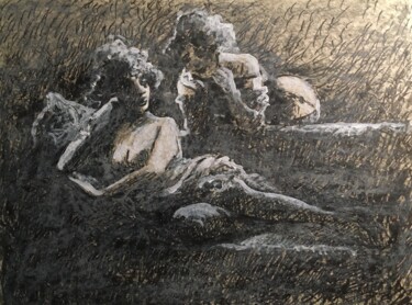 Desenho intitulada "Conversation" por Alain Godefroid, Obras de arte originais, Tinta