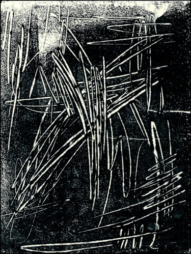 Gravures & estampes intitulée "MONOTYPE NOIR PAPIE…" par Alain Lamy, Œuvre d'art originale