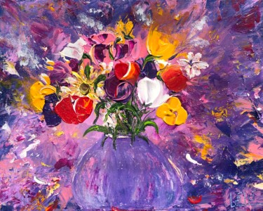 Pintura intitulada "Le bouquet" por Alain Lélé, Obras de arte originais, Acrílico