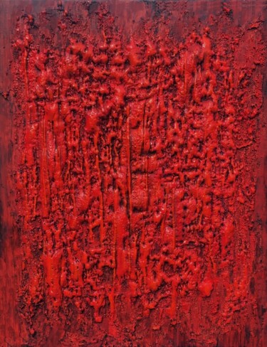 Schilderij getiteld "Magma" door Alain Maters, Origineel Kunstwerk, Acryl Gemonteerd op Frame voor houten brancard