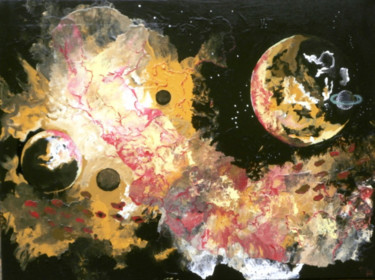 Painting titled "EXPLOSION D'ASTEROI…" by Alain Menard, Original Artwork, Acrylic