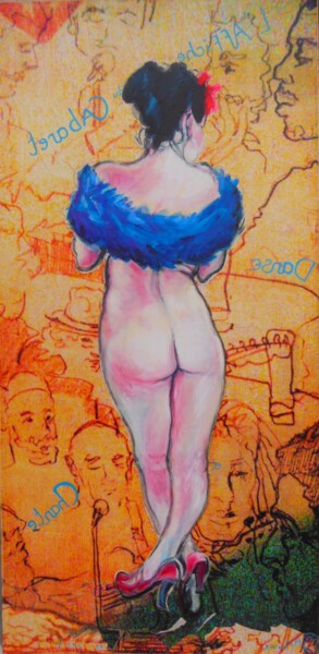 Painting titled "Danse nu au cabaret" by Alain Montoir, Original Artwork, Acrylic