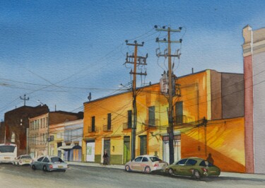 Painting titled "Rue de Toluca" by Alain Retiere, Original Artwork, Watercolor
