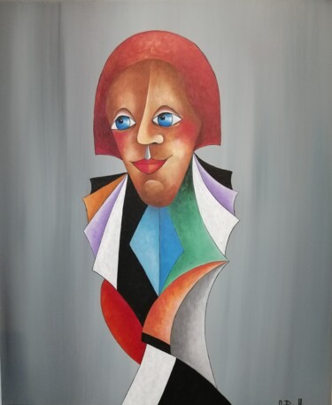 Painting titled "Isabelle" by Alain Rigollier, Original Artwork, Oil Mounted on Wood Stretcher frame