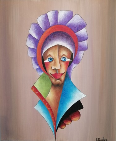Painting titled "Odile" by Alain Rigollier, Original Artwork, Oil Mounted on Wood Stretcher frame