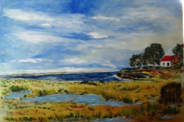 Painting titled "Bassin d'Aarcachon-…" by Alain Rivier, Original Artwork, Oil