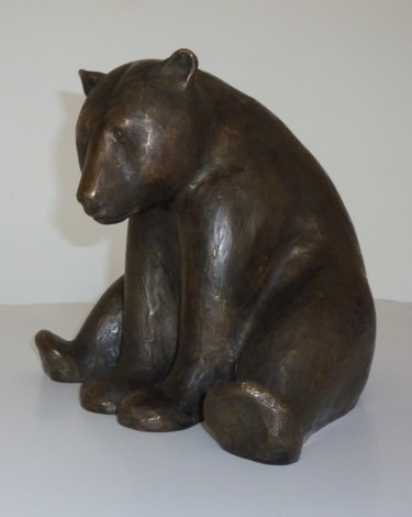 Sculpture titled ""L'assis ours fidèl…" by Alain Scherantz, Original Artwork, Metals