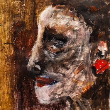 Peinture intitulée ""  visage 5 "" par Alain Tardieu, Œuvre d'art originale, Acrylique Monté sur Châssis en bois