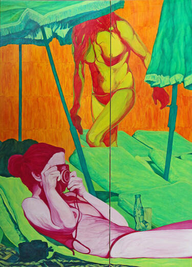 Malerei mit dem Titel "La chute d'Icare 2" von Alain Vintenon, Original-Kunstwerk, Acryl