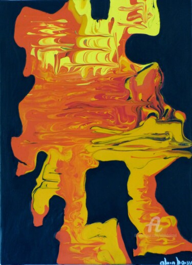 Painting titled "Le feu de la St Jean" by Alain Boissel, Original Artwork, Acrylic