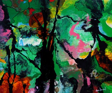 Pintura titulada "Symphonie en vert" por Alain Boissel, Obra de arte original, Acrílico Montado en Bastidor de camilla de ma…