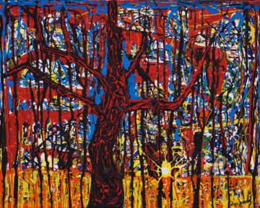 Картина под названием "Reflets rouge au co…" - Alain Boissel, Подлинное произведение искусства, Акрил