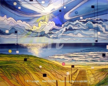 Painting titled "LE DEUXIEME OCEAN" by Alain Faure, Original Artwork, Acrylic Mounted on Wood Stretcher frame