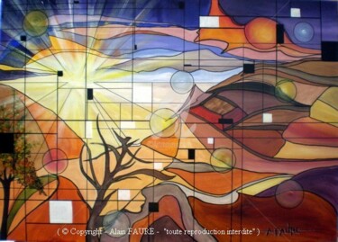 제목이 "ARIZONA DREAM"인 미술작품 Alain Faure로, 원작, 아크릴 나무 들것 프레임에 장착됨